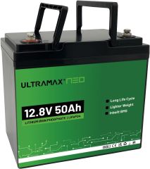 ULTRAMAX NEO 12V 50Ah LiFePO4 Deep Cycle Battery Trolling Motors, Golf Carts, Solar, RVs, Boats