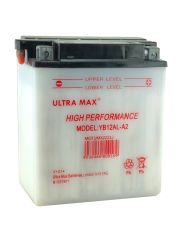 Ultramax Yumicron YB12AL-A2, 12v 12Ah Motorcycle Batteries. L(mm) W(mm) H(mm) 134 80 160