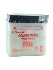 Ultramax 6N11A-3A, 6v 11Ah Motorcycle Batteries. L(mm) W(mm) H(mm) 122 62 131