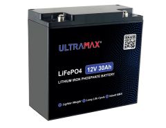UltraMax 12v 30Ah Lithium Iron Phosphate, LiFePO4 Battery Slim