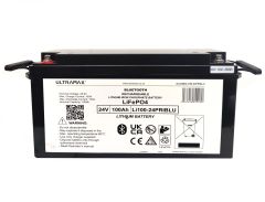 UltraMax 24V 100Ah Lithium Iron Phosphate LiFePO4 Prismatic Battery with Bluetooth Energy Monitor | SLAUMXLI100-24PRIBLU