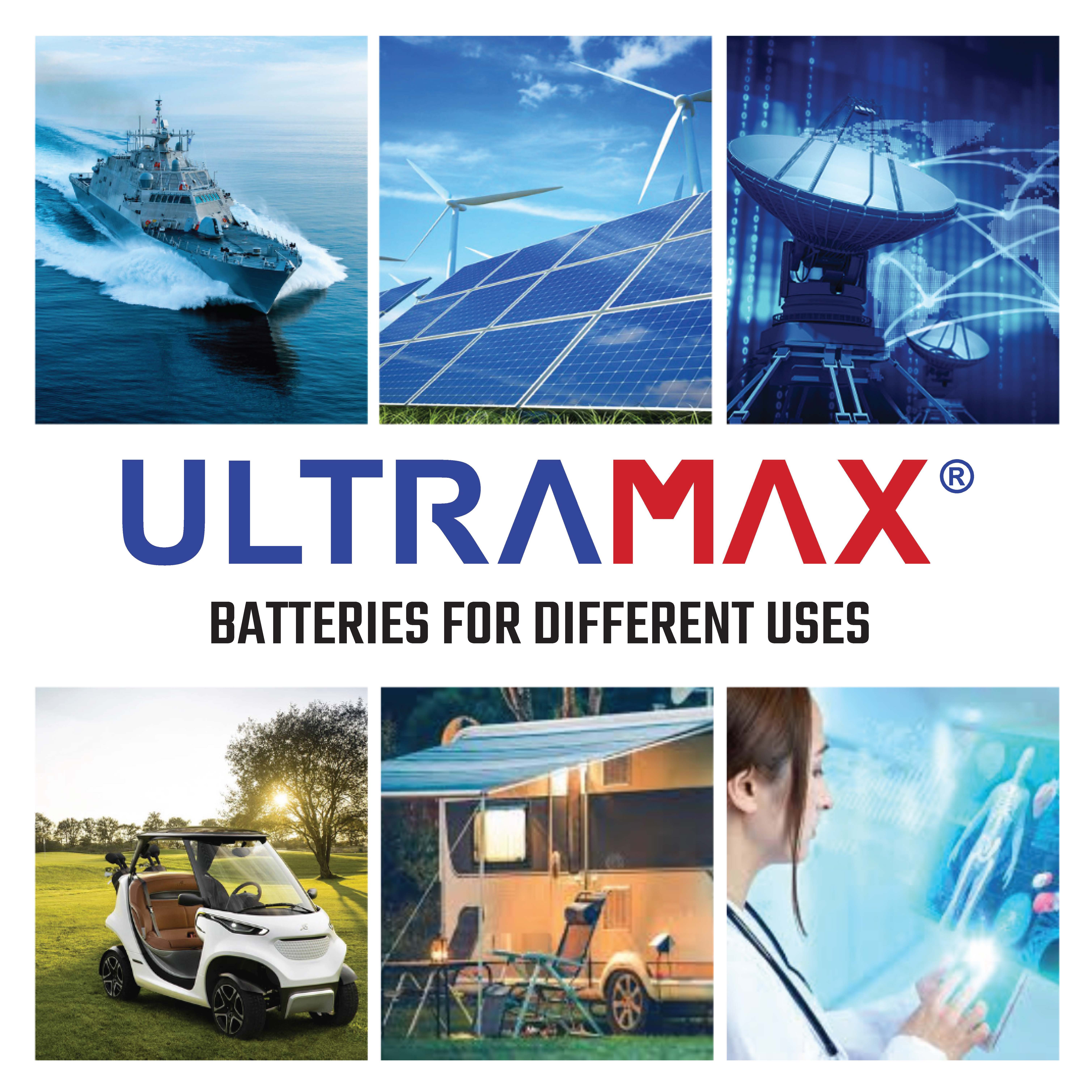 UltraMax LiFePO4 batteries powering various applications including portable electronics, solar energy systems, and commercial equipment